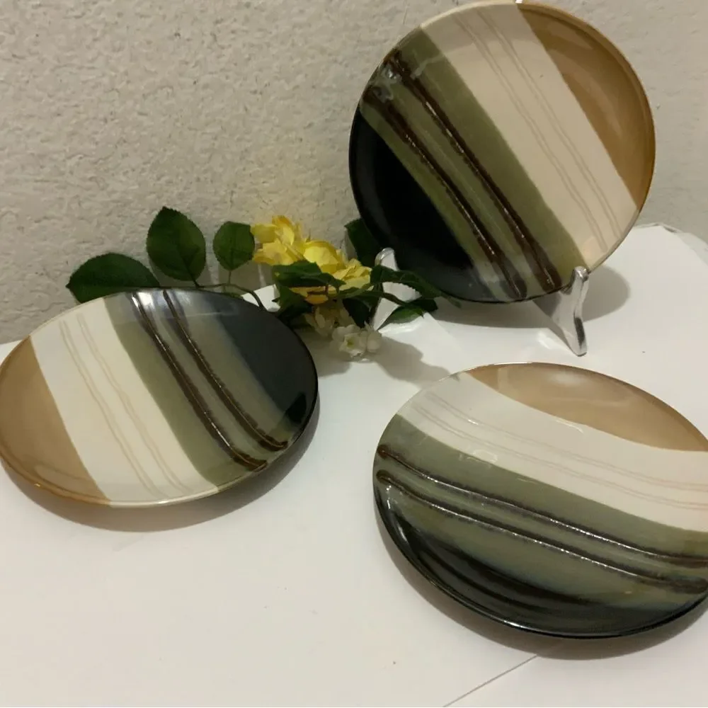 Set of 3 Retroneu Stone Lattitudes 1322 salad plates 7.5” G6